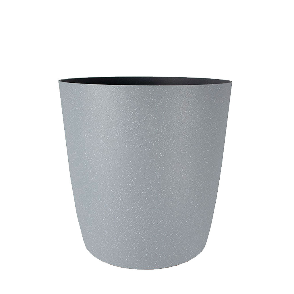Large gray round container for container gardens in Oklahoma City, OK