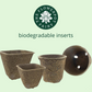 Biodegradable inserts for Container Garden Subscriptions in Oklahoma City. Multiple sizes available. Square, Round. planted flowerpots.